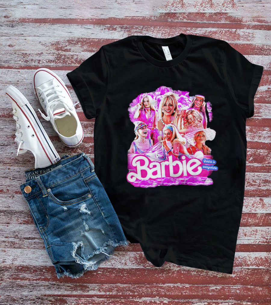 Barbie Is Everywhere Pink Collage Compilation T-Shirt