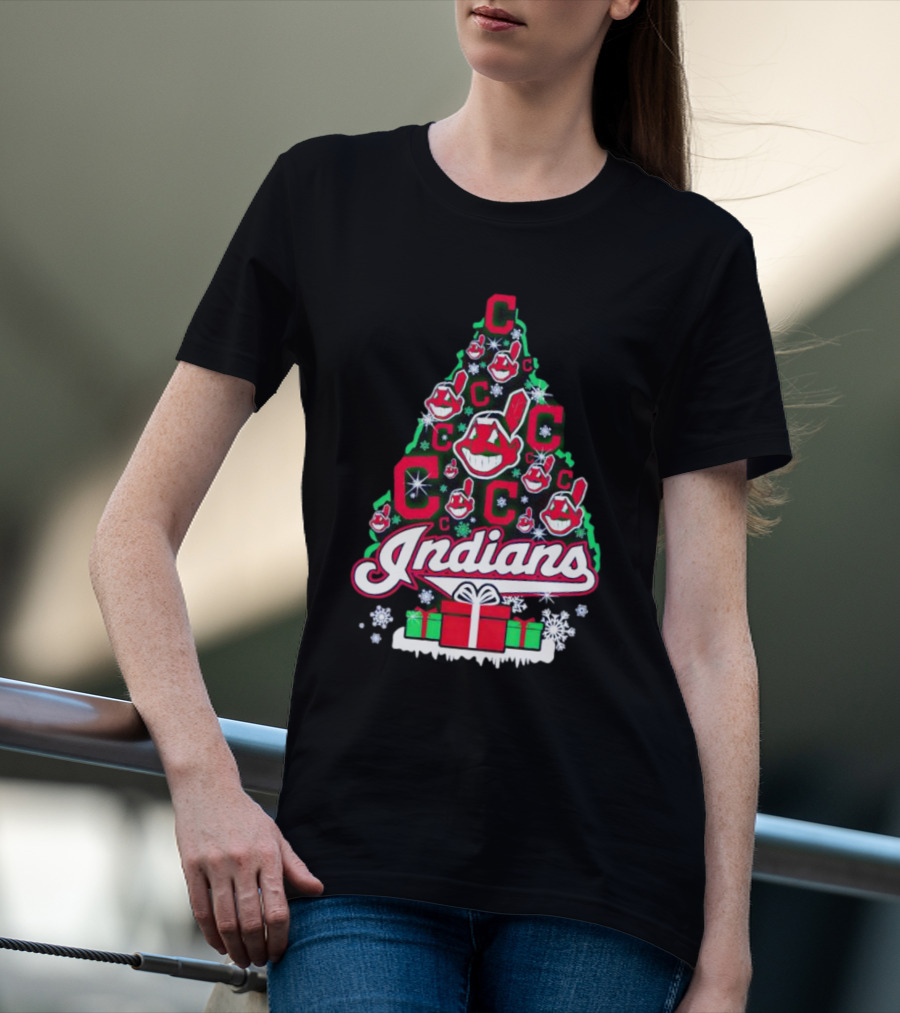 Cleveland Indians Christmas Tree Holiday T-Shirt
