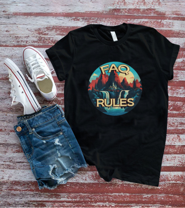 FAQ Rules Mountain Waterfall Landscape T-Shirt