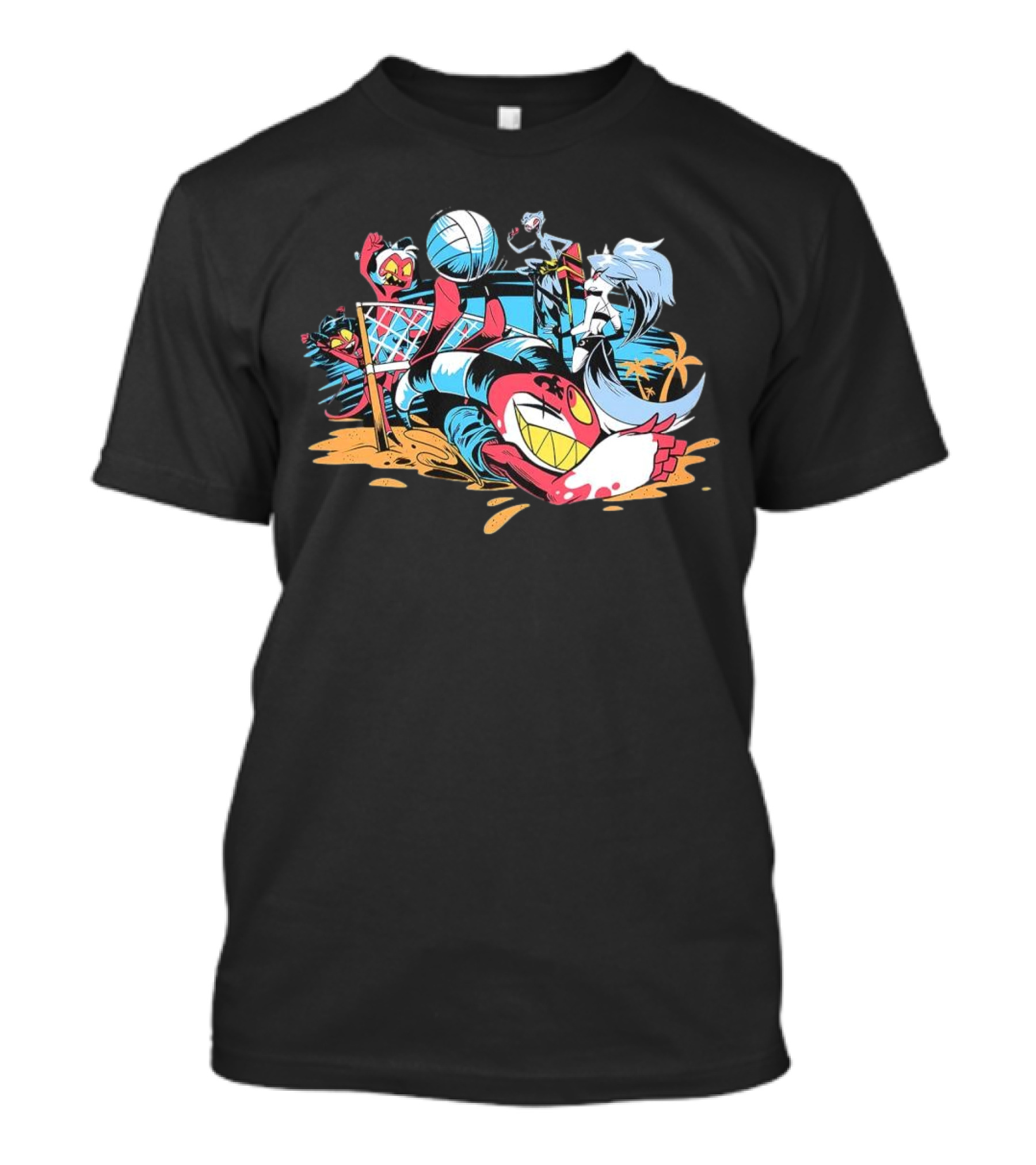 IMP Summer Beach Volleyball Cartoon Characters Fun T-Shirt