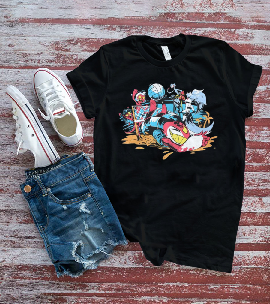IMP Summer Beach Volleyball Cartoon Characters Fun T-Shirt