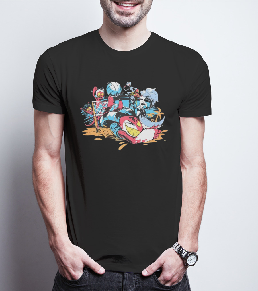 IMP Summer Beach Volleyball Cartoon Characters Fun T-Shirt