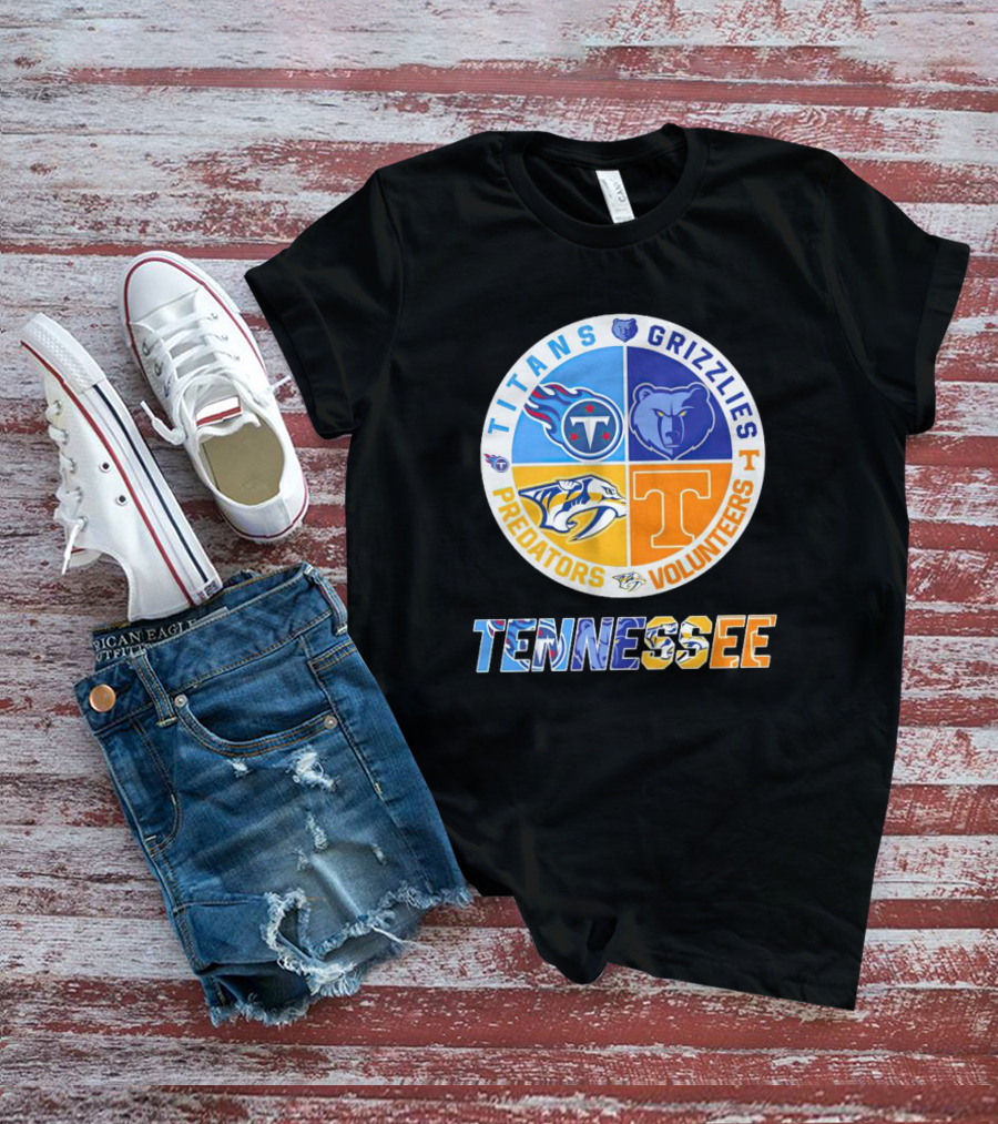 Tennessee Titans Grizzlies Predators Volunteers Sports Team T-Shirt