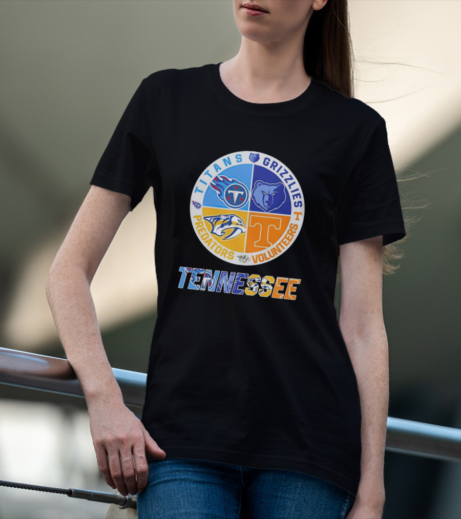 Tennessee Titans Grizzlies Predators Volunteers Sports Team T-Shirt