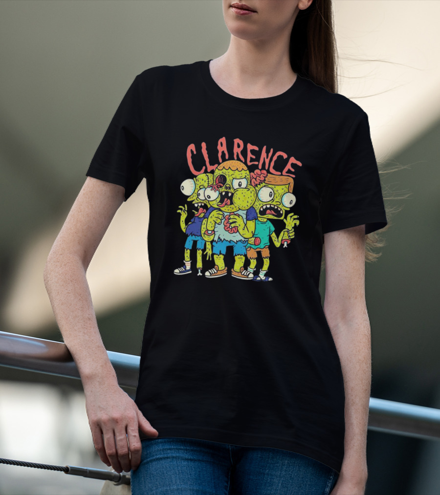 Clarence Cartoon Zombie Halloween Trio T-Shirt