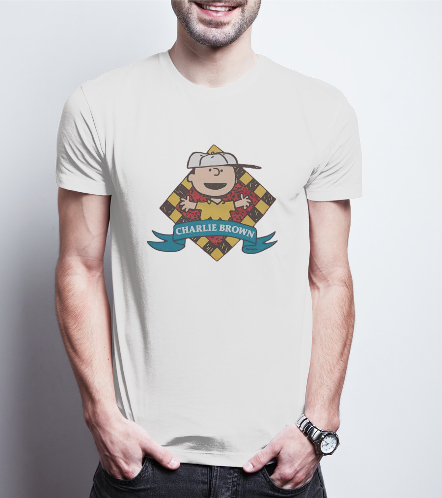Charlie Brown Peanuts Diamond Pattern Comic T-Shirt