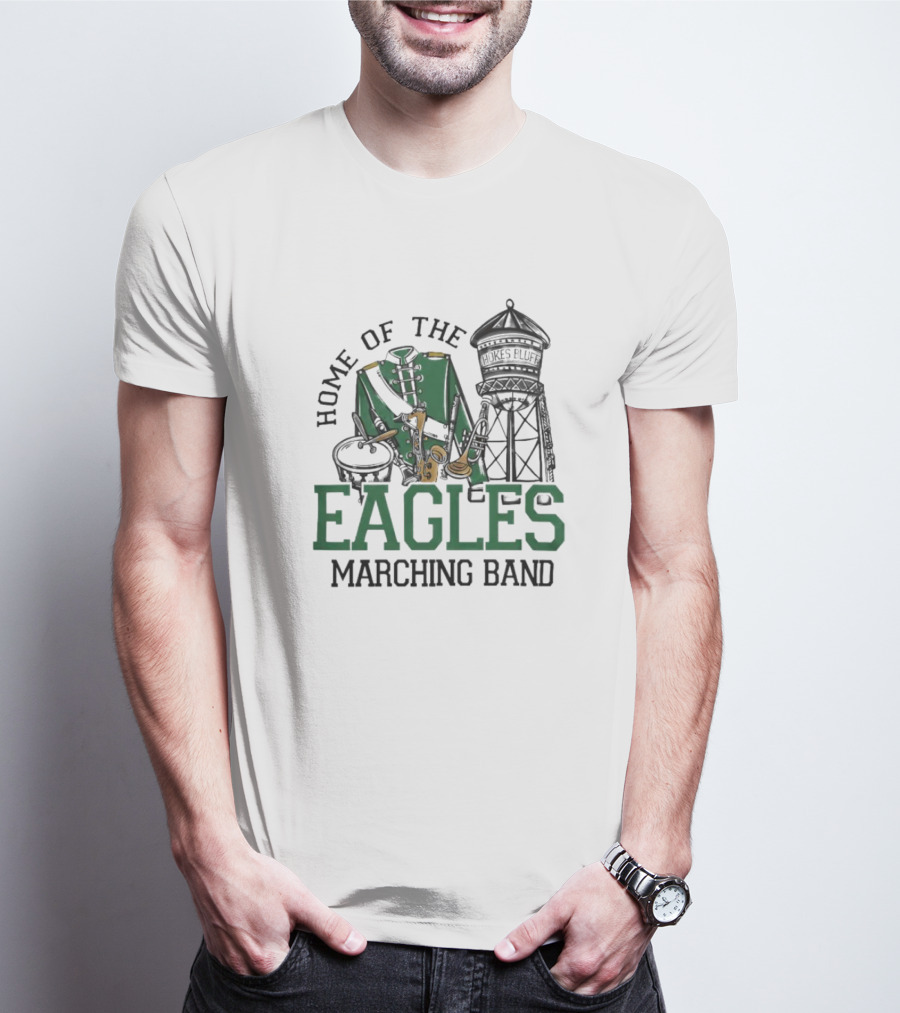 Home Of The Eagles Marching Band With Drum And Water Tower T-Shirt