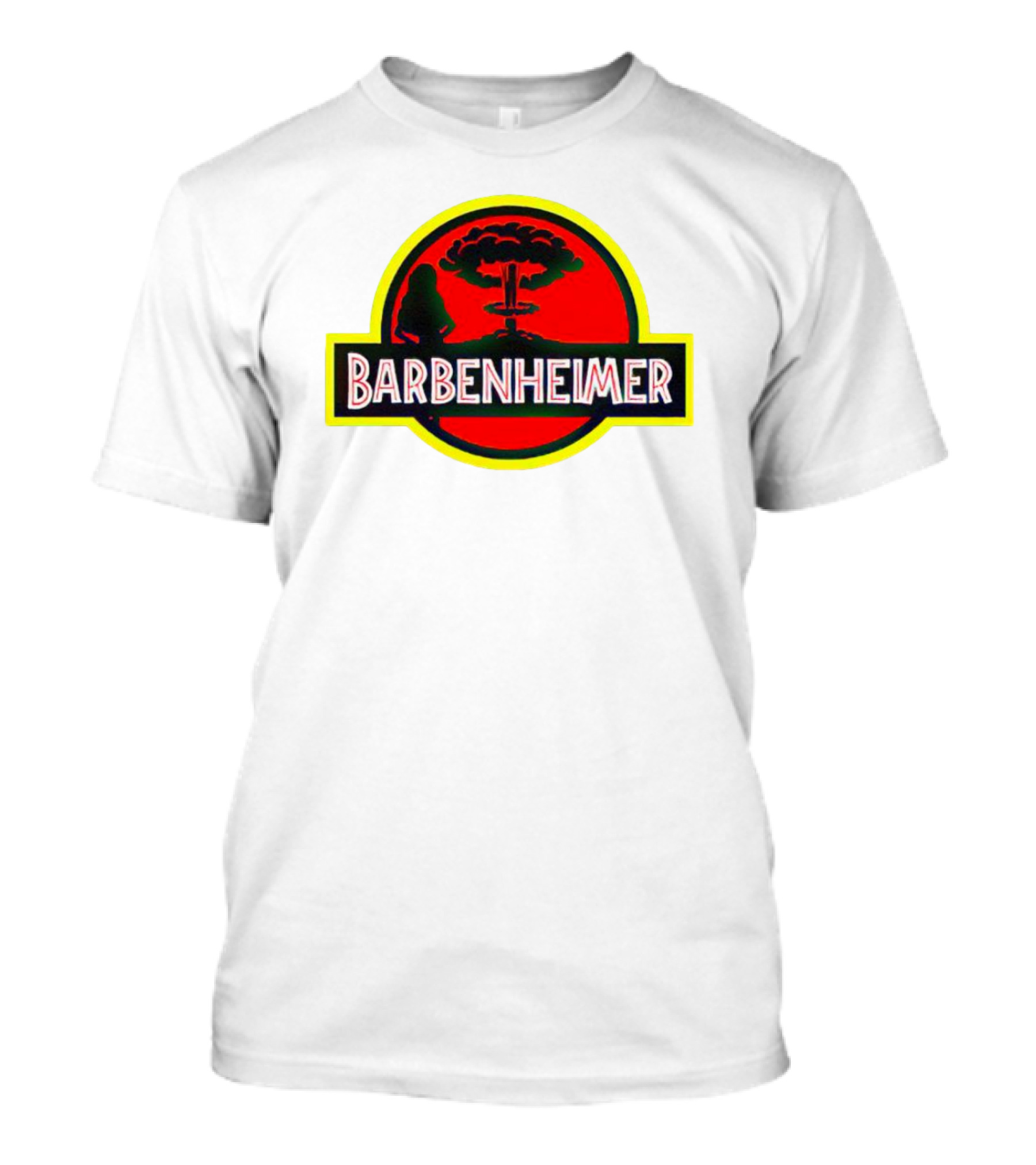 Barbenheimer Jurassic Park Logo With Explosion T-Shirt
