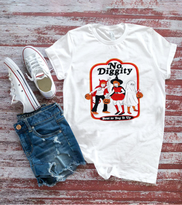 No Diggity Bout To Bag It Up Halloween Costume Trio With Pumpkins T-Shirt