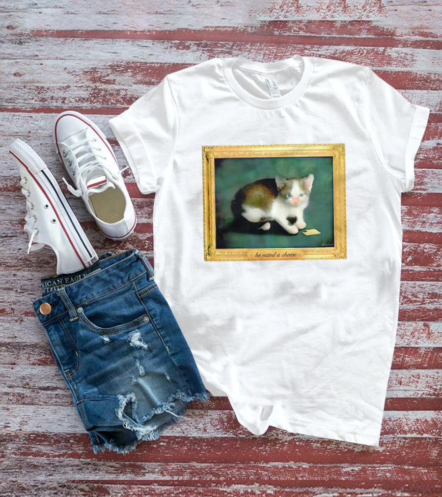 Cat He Eated A Cheese Framed T-Shirt