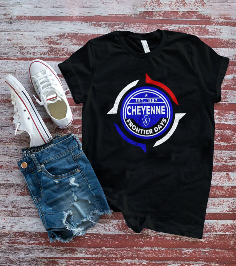 Cheyenne Frontier Days Est 1897 Circular Emblem Red White Blue T-Shirt