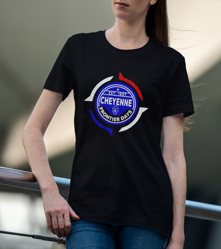Cheyenne Frontier Days Est 1897 Circular Emblem Red White Blue T-Shirt