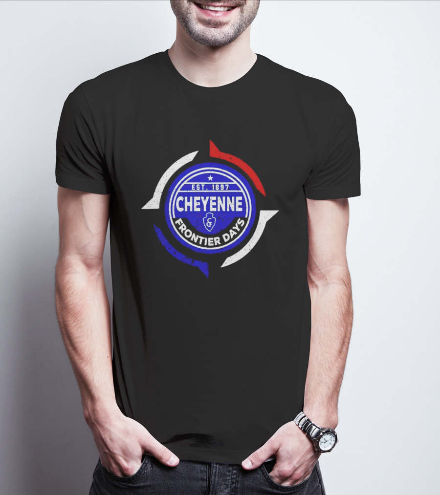 Cheyenne Frontier Days Est 1897 Circular Emblem Red White Blue T-Shirt