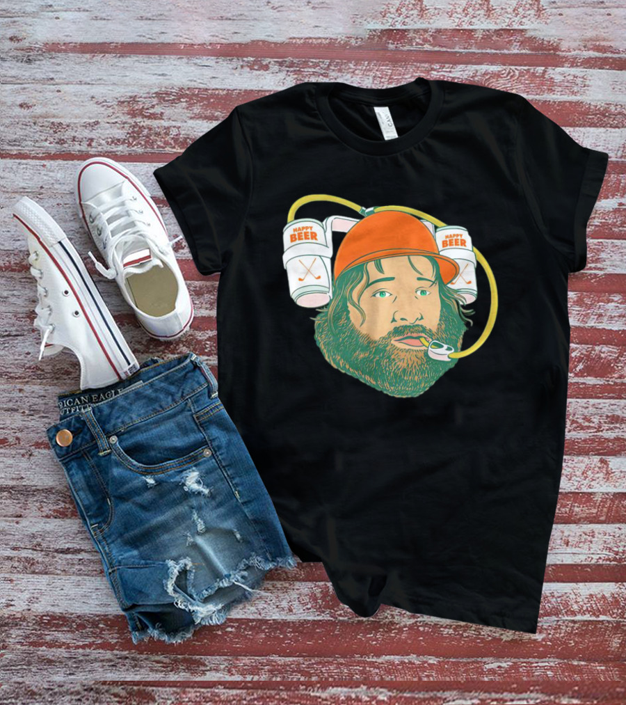 Happy Beer Man Drinks Beer With Helmet And Straws T-Shirt