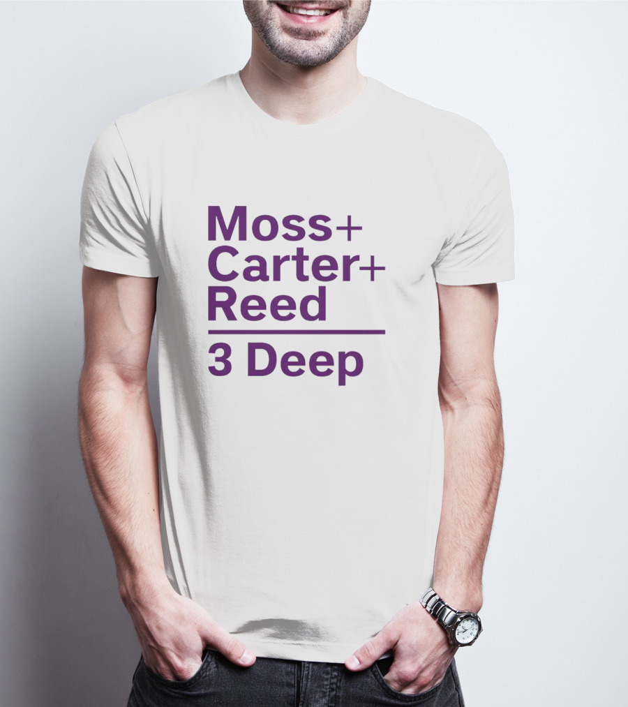 Moss Carter Reed 3 Deep Purple Text T-Shirt