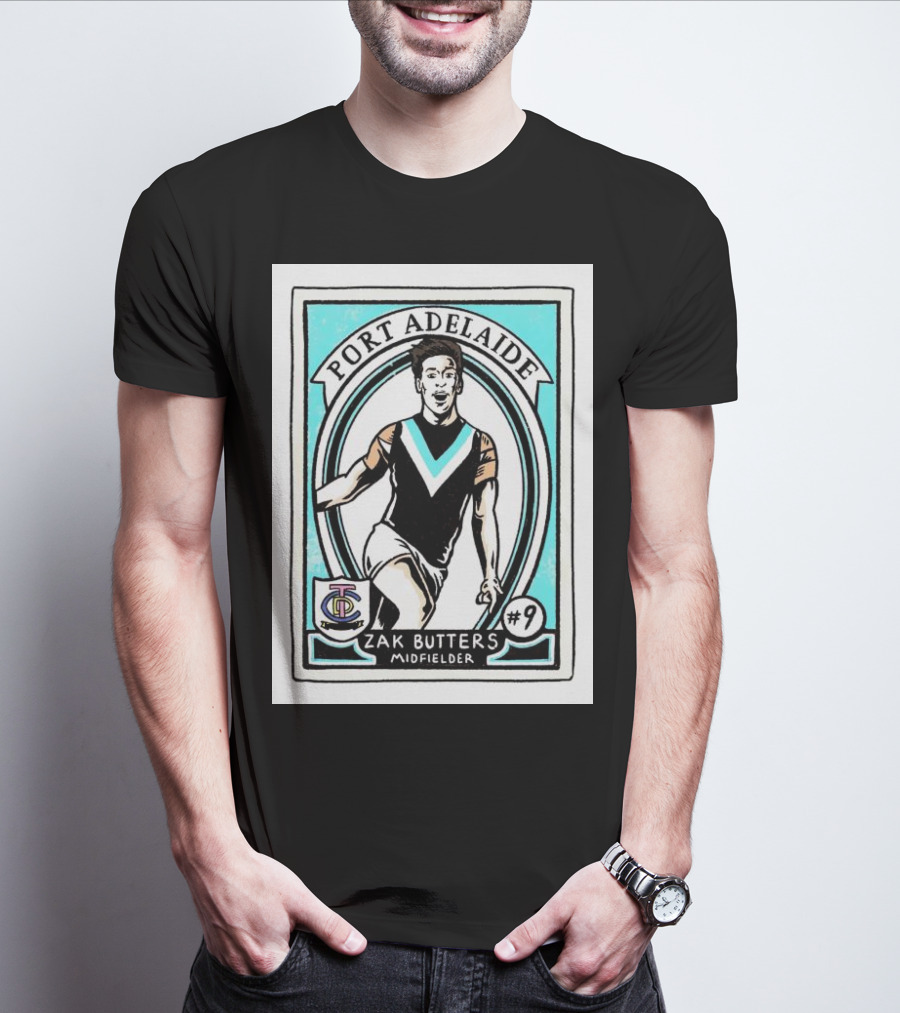 Port Adelaide Zak Butters #9 Midfielder Card T-Shirt