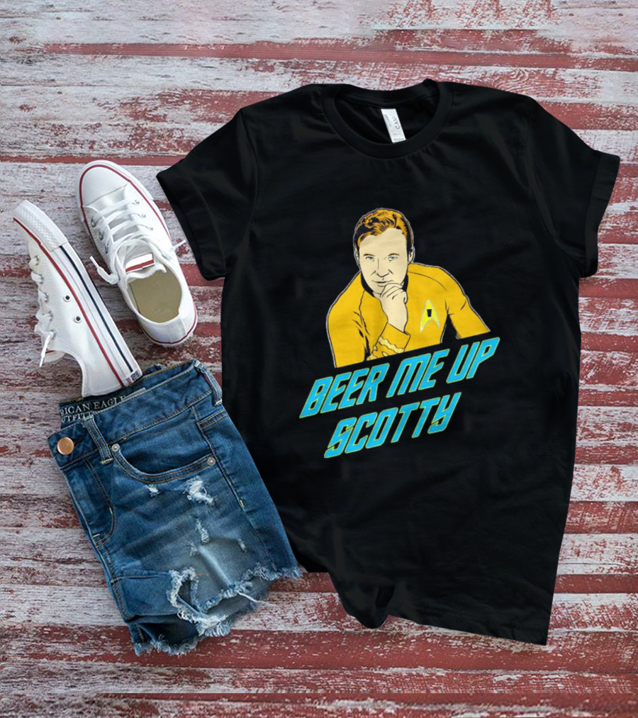 Beer Me Up Scotty Star Trek Captain Yellow Uniform T-Shirt