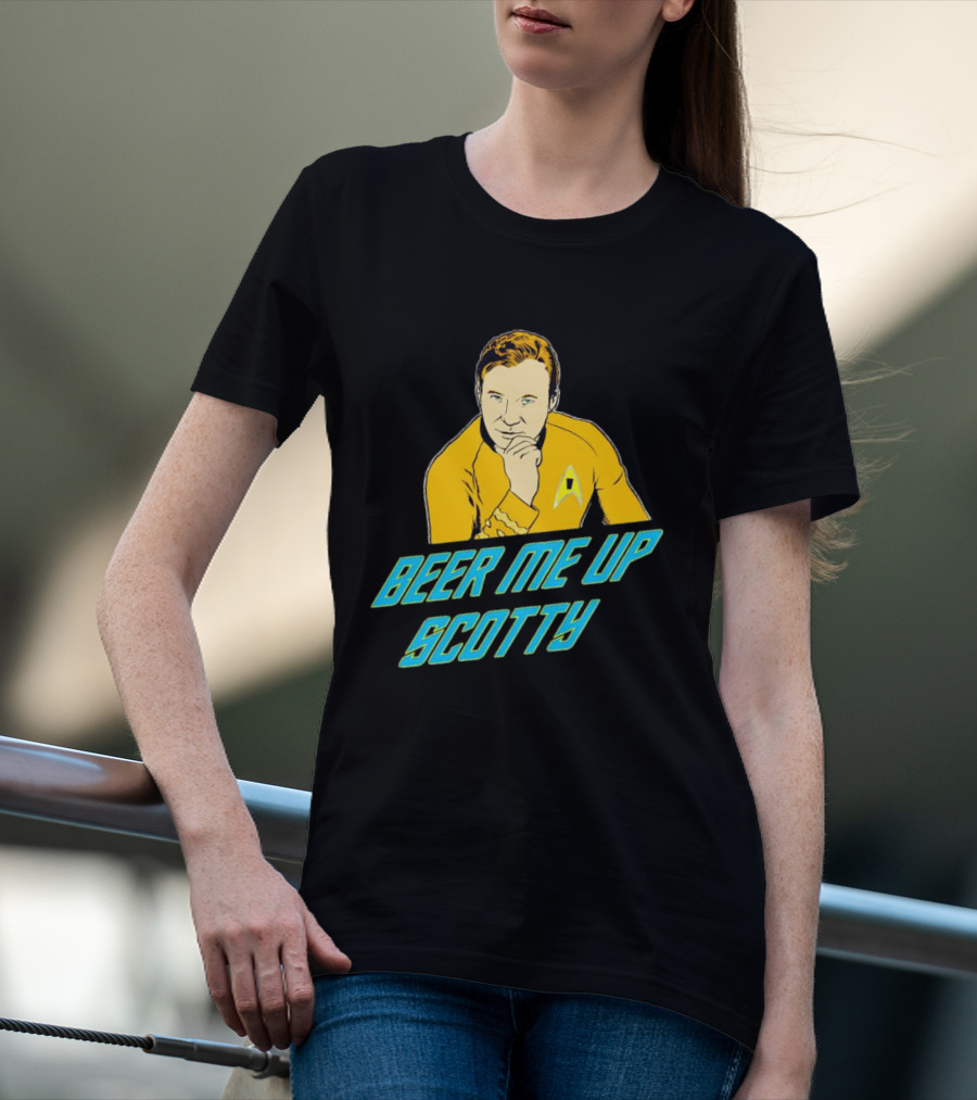 Beer Me Up Scotty Star Trek Captain Yellow Uniform T-Shirt
