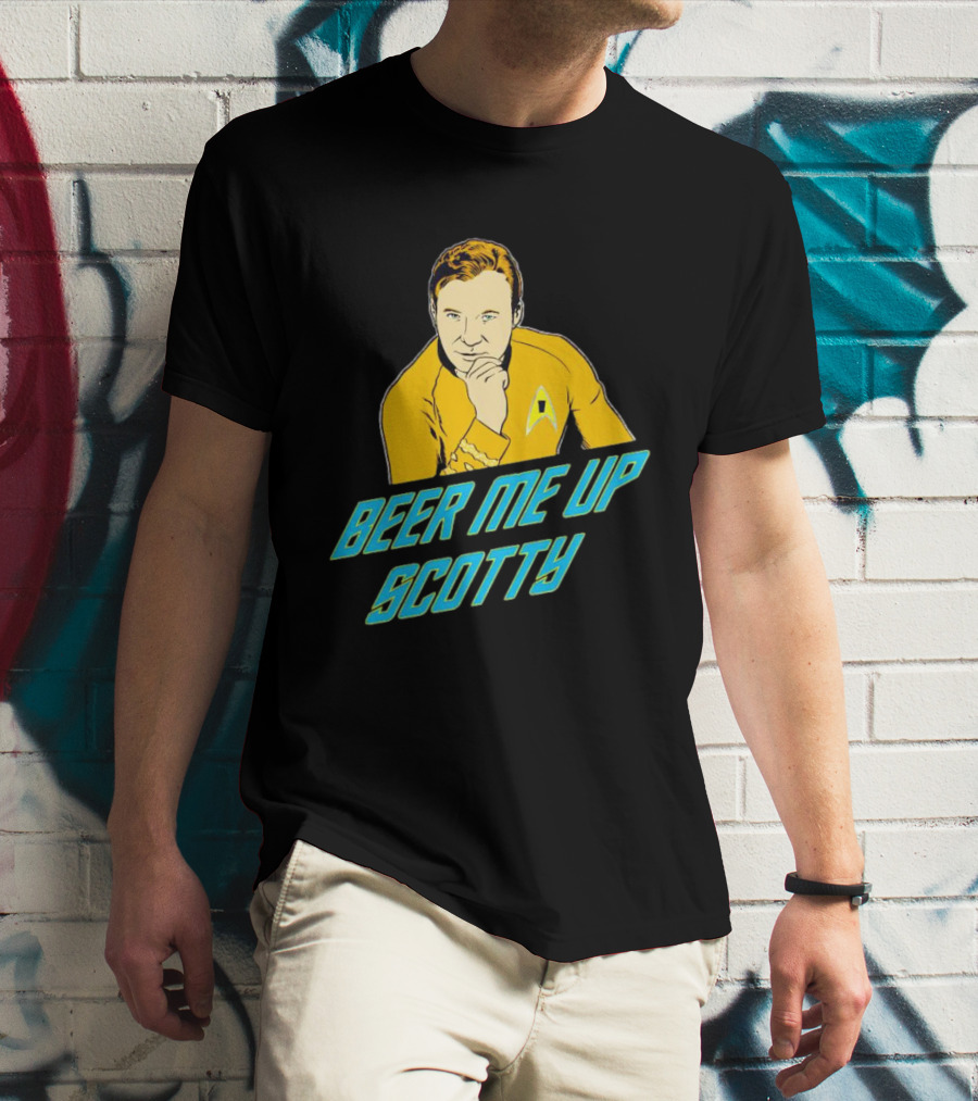 Beer Me Up Scotty Star Trek Captain Yellow Uniform T-Shirt