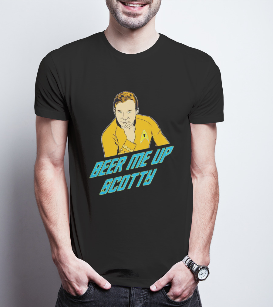 Beer Me Up Scotty Star Trek Captain Yellow Uniform T-Shirt