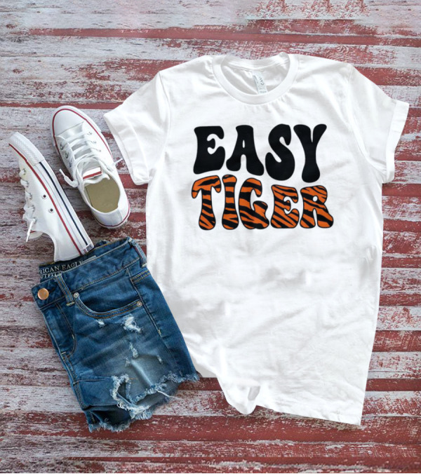 Cincinnati Bengals Easy Tiger Tiger-Striped Text T-Shirt