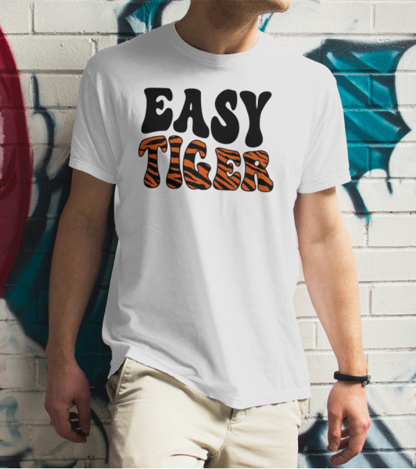 Cincinnati Bengals Easy Tiger Tiger-Striped Text T-Shirt