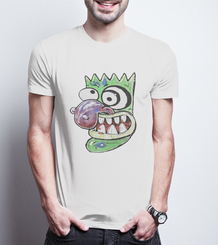 Hypno Eggplant Cartoon Fusion Character With Whimsical Eyes And Grinning Teeth T-Shirt