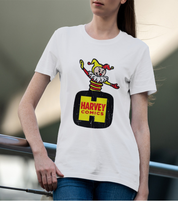 Harvey Comics Jester Logo With Classic Joker Colors T-Shirt