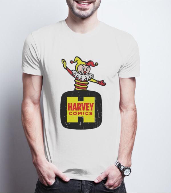 Harvey Comics Jester Logo With Classic Joker Colors T-Shirt