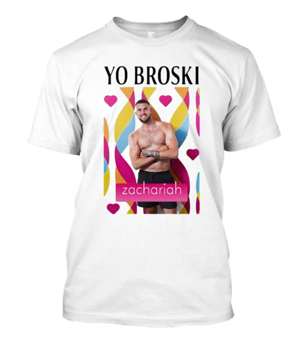 Yo Broski Zachariah Colorful Hearts Backdrop T-Shirt
