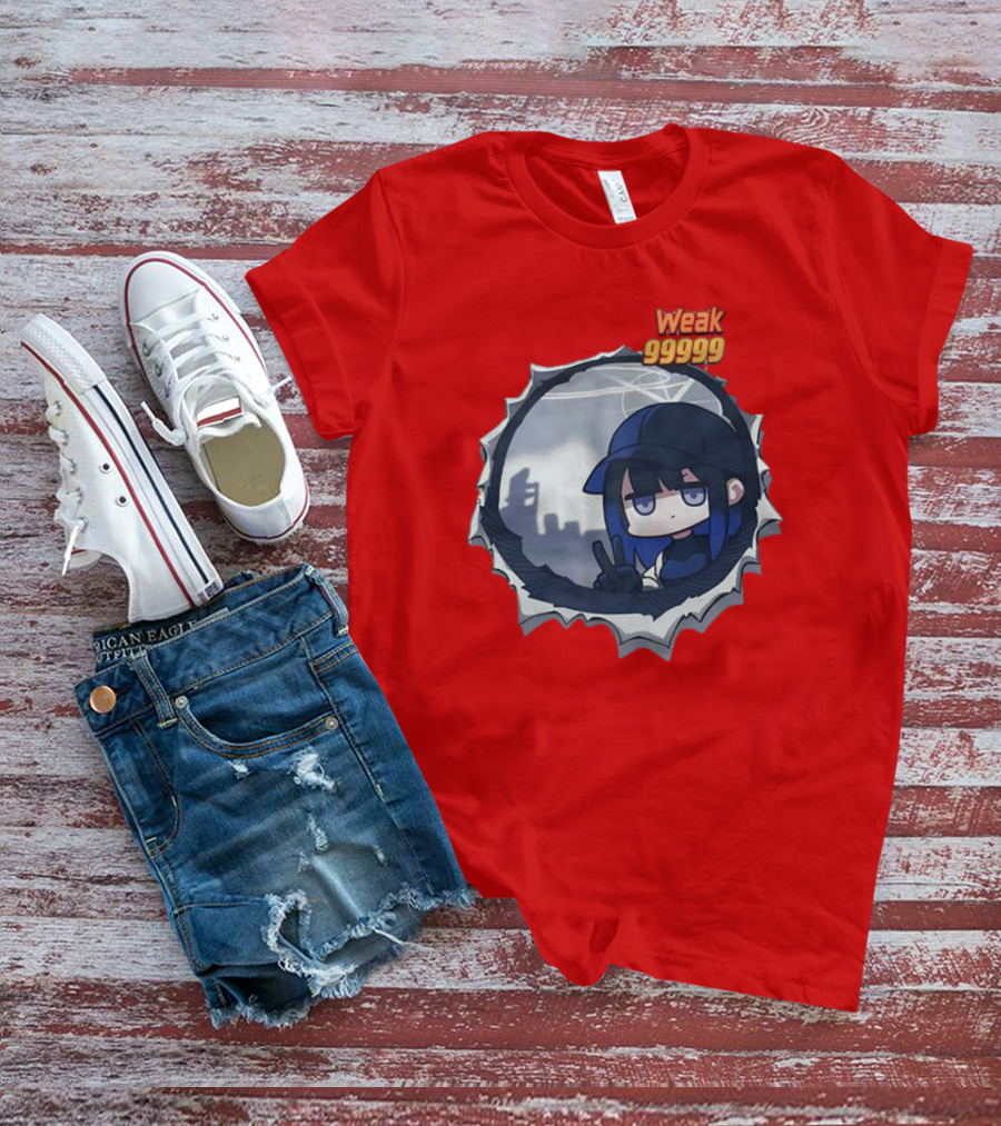 Weak 99999 Manga Character Peace Sign Japan Cityscape T-Shirt