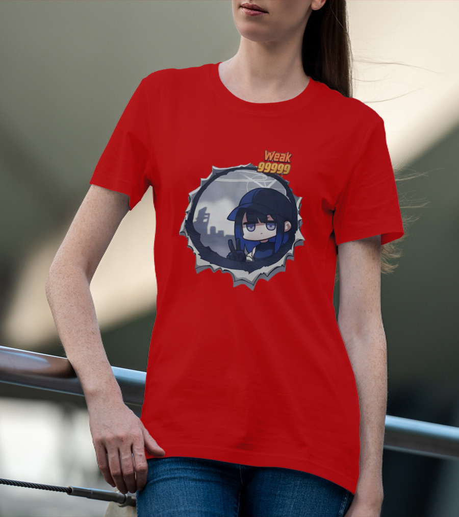 Weak 99999 Manga Character Peace Sign Japan Cityscape T-Shirt