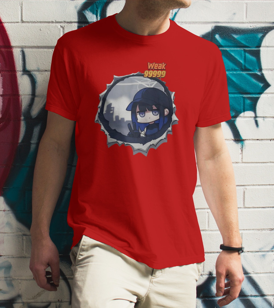 Weak 99999 Manga Character Peace Sign Japan Cityscape T-Shirt