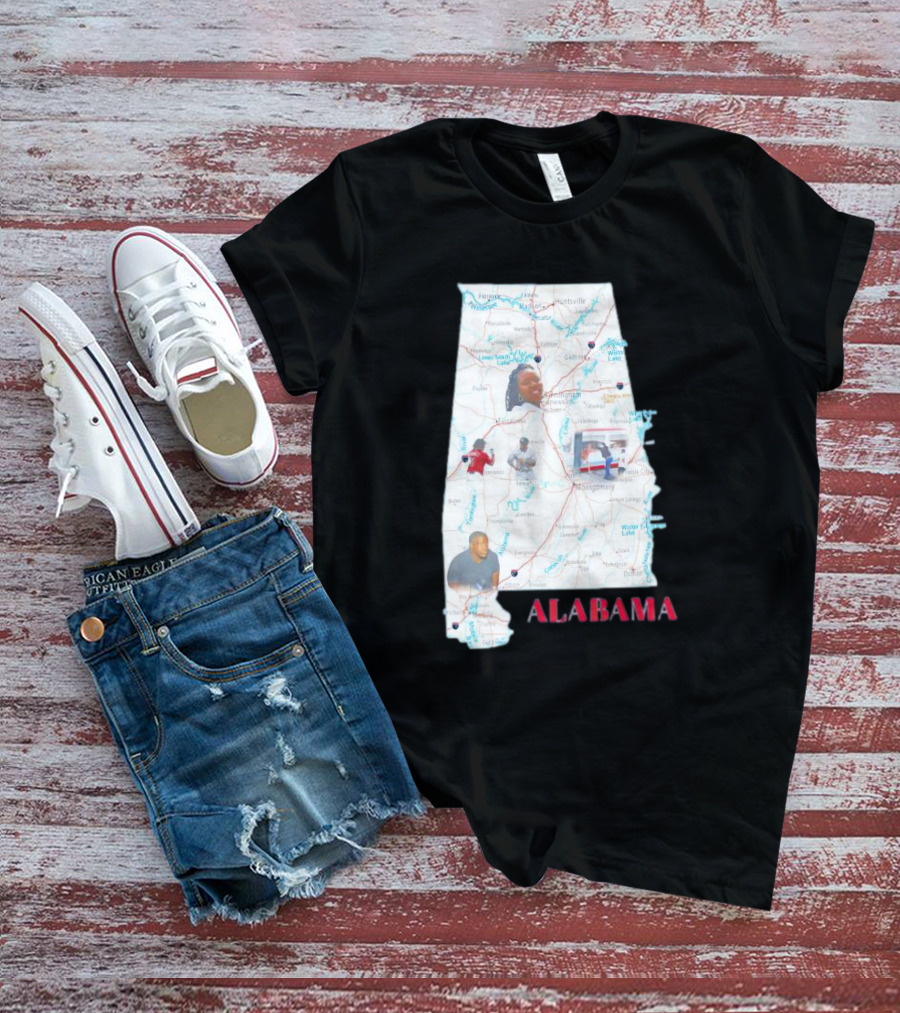 Alabama Map Riverfront Park Dock Brawl Icons T-Shirt