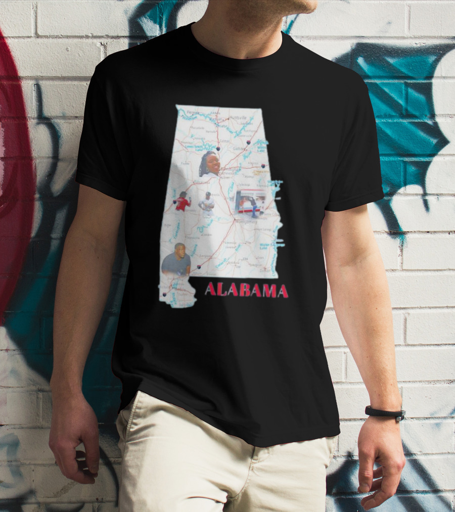 Alabama Map Riverfront Park Dock Brawl Icons T-Shirt