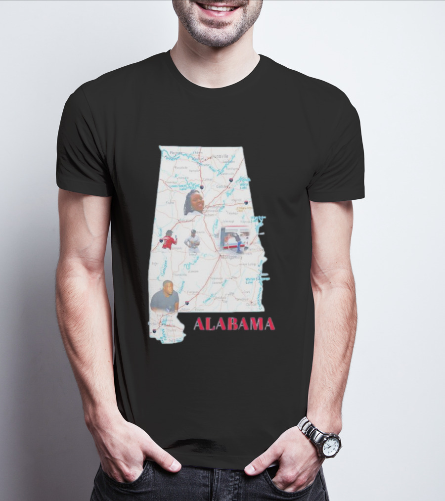Alabama Map Riverfront Park Dock Brawl Icons T-Shirt