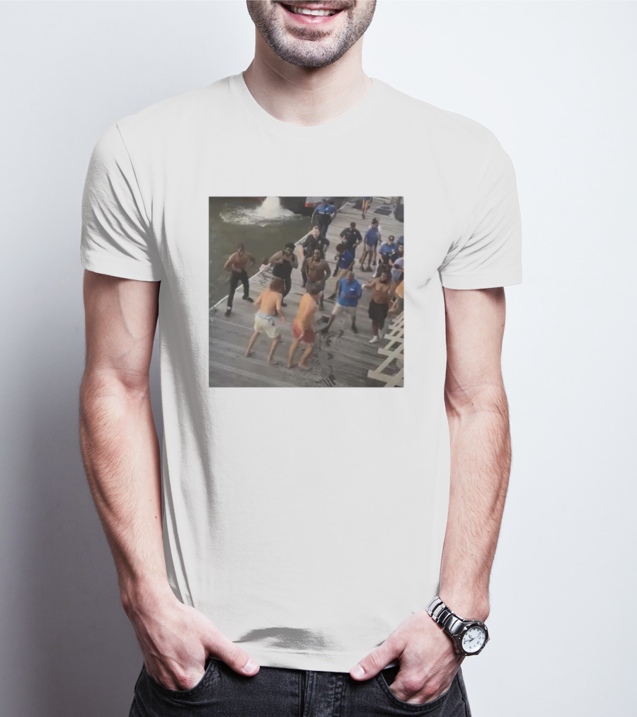 Brawl On Dock Montgomery’s Riverfront Park Altercation Scene T-Shirt