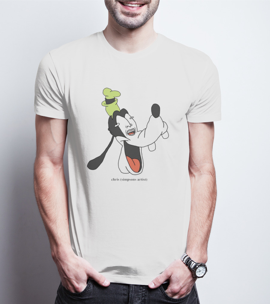 Goofy Chris Simpsons Artist Black T-Shirt