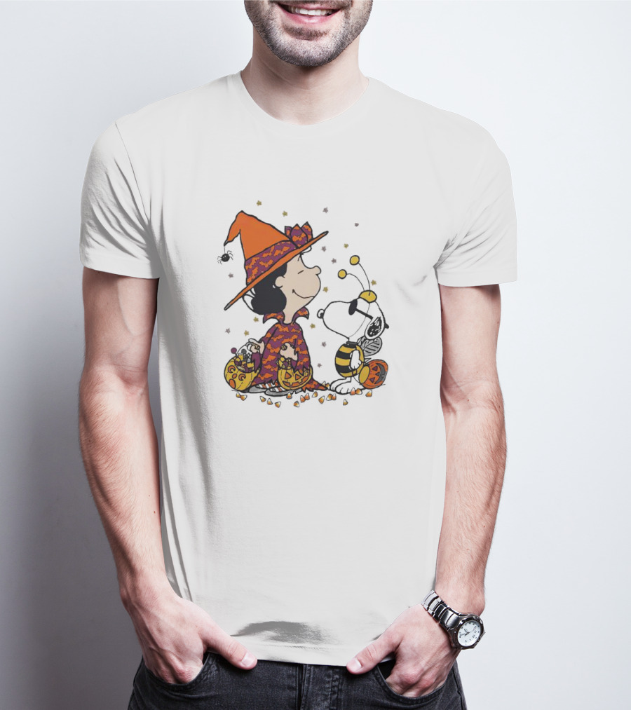 Snoopy Halloween Witch And Bee Pumpkins T-Shirt