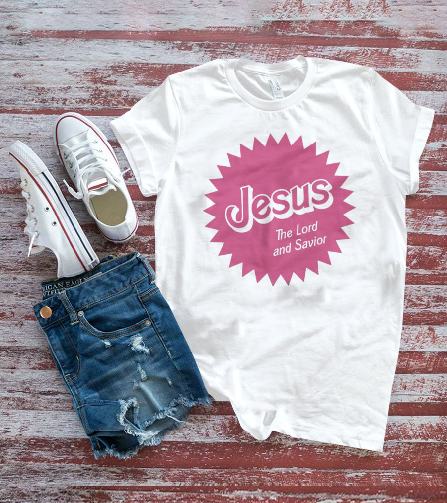Jesus The Lord And Savior Barbie Style Pink Burst T-Shirt