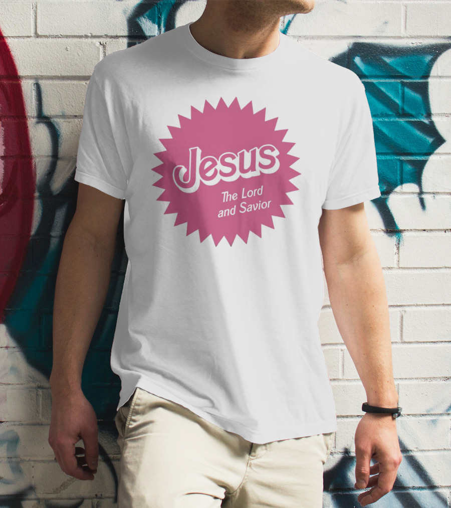 Jesus The Lord And Savior Barbie Style Pink Burst T-Shirt