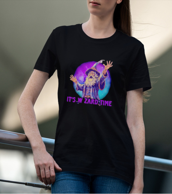 It's Wizard Time Magical Purple Space Wizard T-Shirt