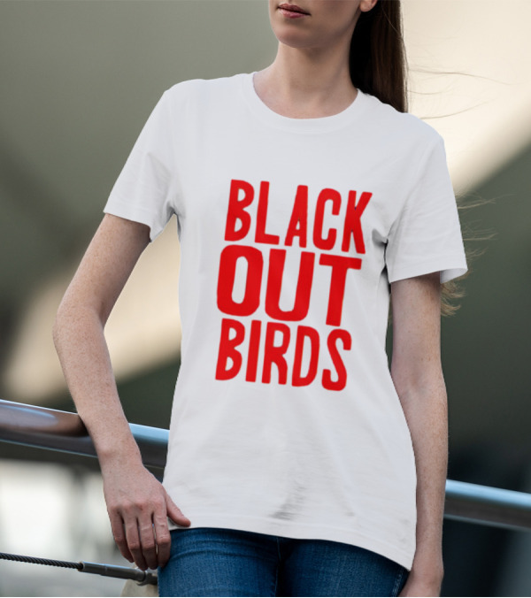 Louisville Black Out Birds Bold Red Text T-Shirt