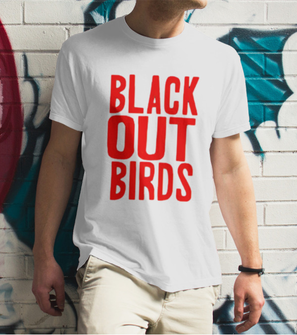 Louisville Black Out Birds Bold Red Text T-Shirt