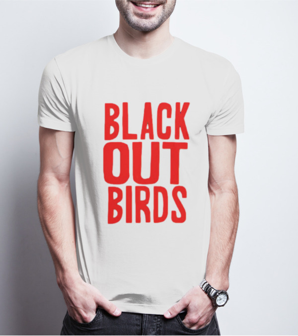 Louisville Black Out Birds Bold Red Text T-Shirt