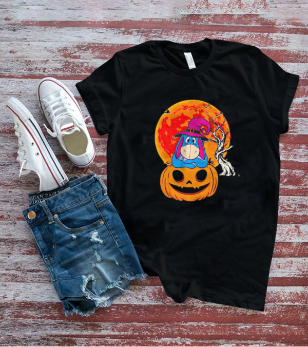 Eeyore Pumpkin Halloween Moon And Bats T-Shirt