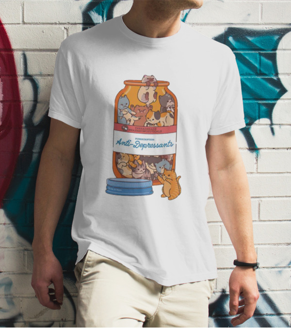 Anti-Depressants Cat Prescription Fire Bread Pharmaceuticals T-Shirt