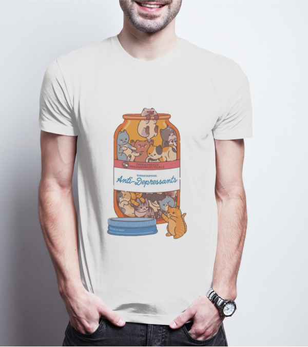 Anti-Depressants Cat Prescription Fire Bread Pharmaceuticals T-Shirt
