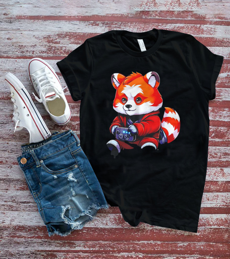Gaming Red Panda Playing Video Games T-Shirt