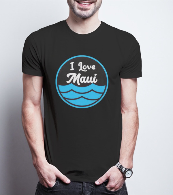 I Love Maui Waves Circular T-Shirt